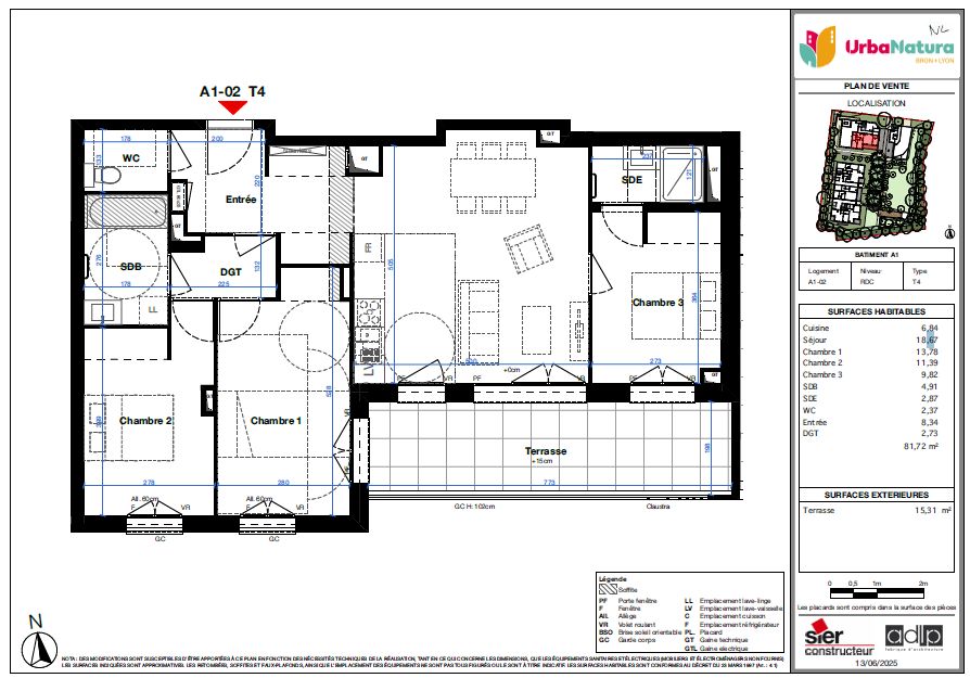 T4 81,72 m² à Bron, Urba Natura